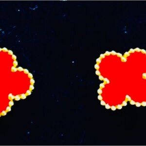 Black Stainless Steel Clover Stud Earrings – Colorful Enamel, Trendy